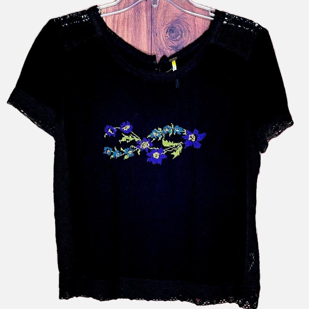 Free People Crocheted Needlepoint graphic Top